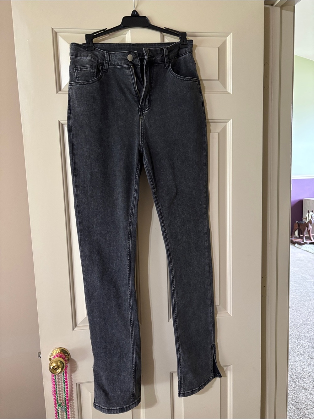 SHEIN Charcoal High-Rise Straight Jeans
